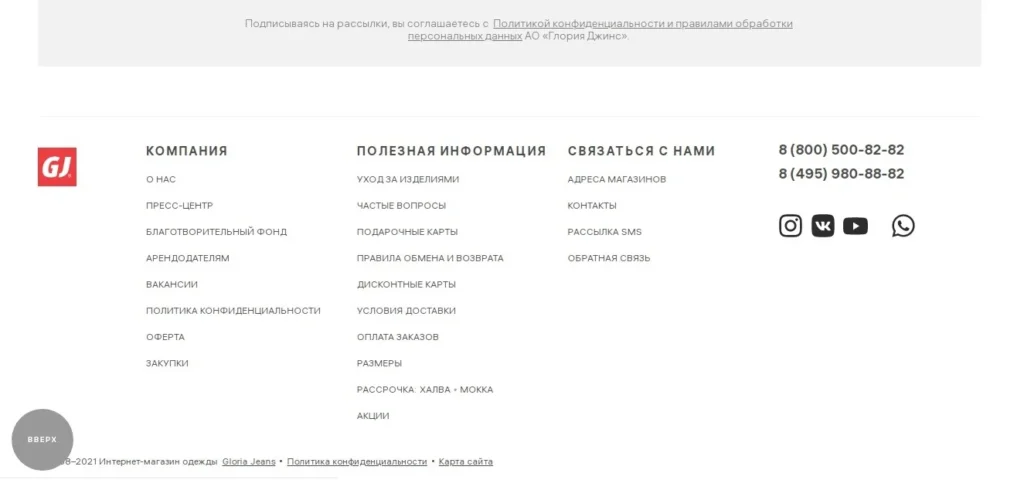 главная страница сайта футер