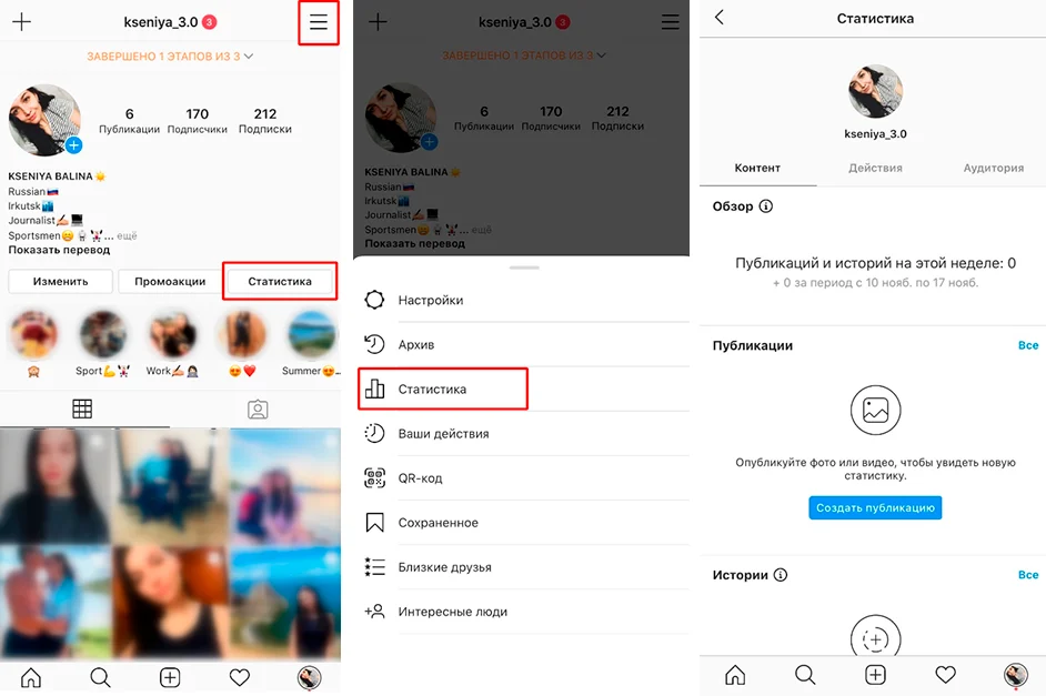Анализ инстаграмм (статистика)