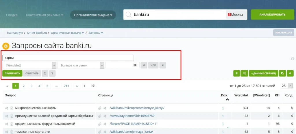 ключевые слова конкурентов в keys.so