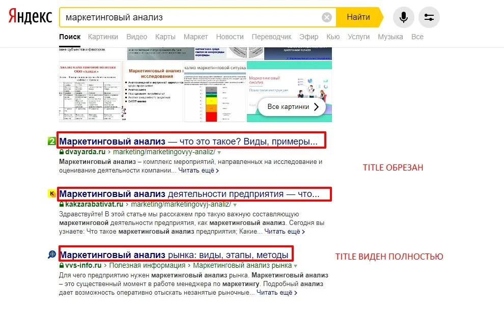 сбор сниппетов тайтл