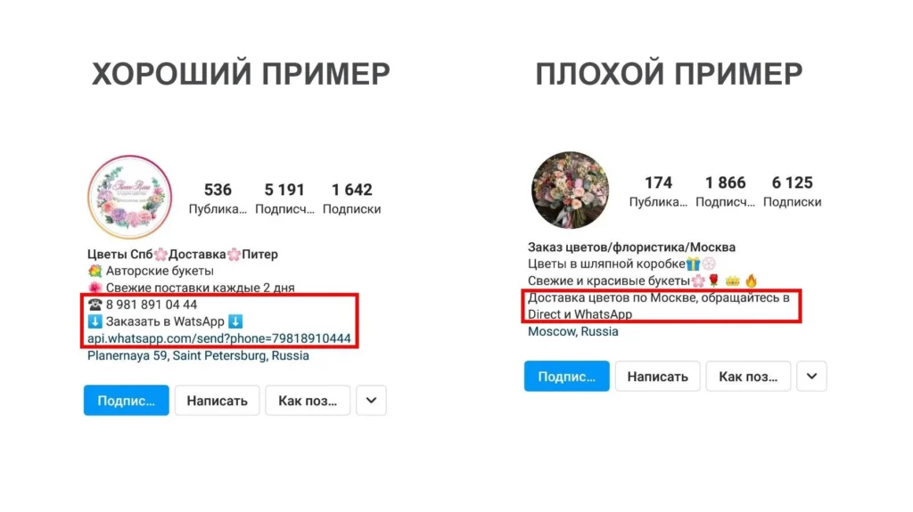 шапка профиля в инстаграм связь с клиентом