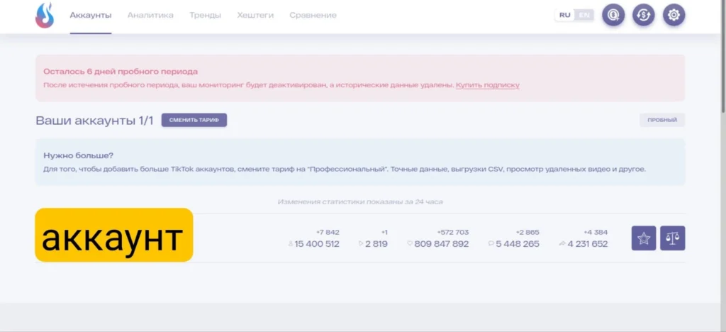 анализ аккаунта тик ток