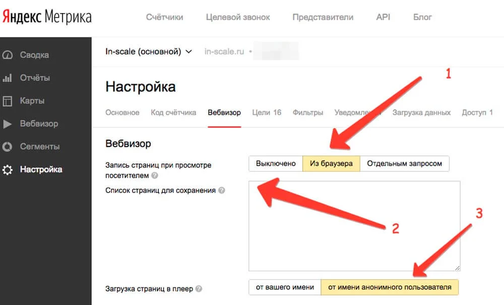 вебвизор настройки в яндексе