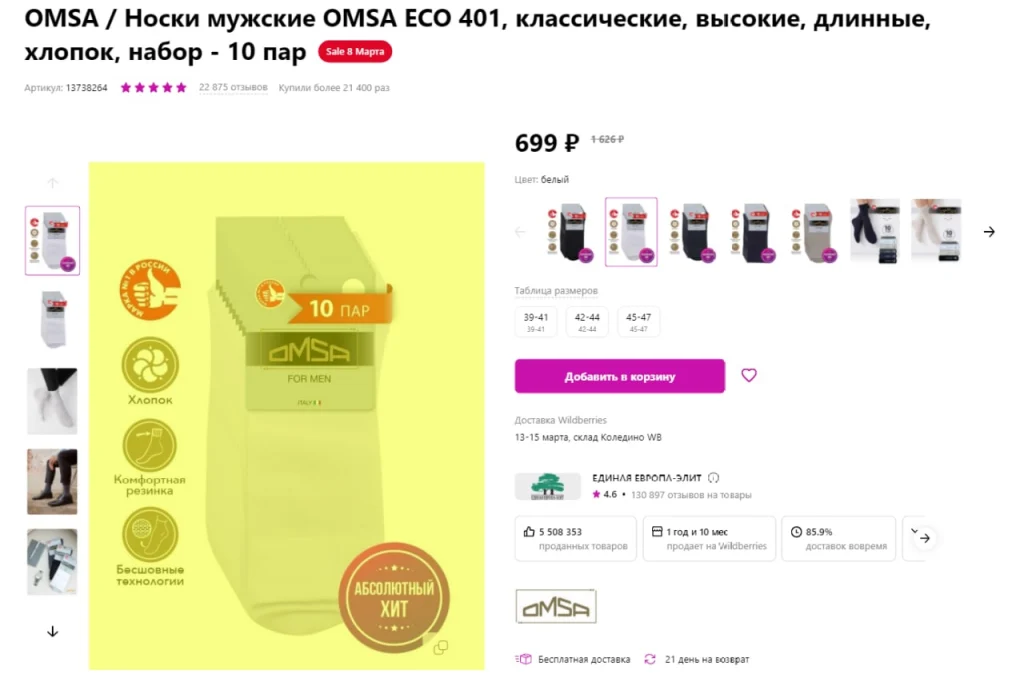использование инфографики на карточке товара