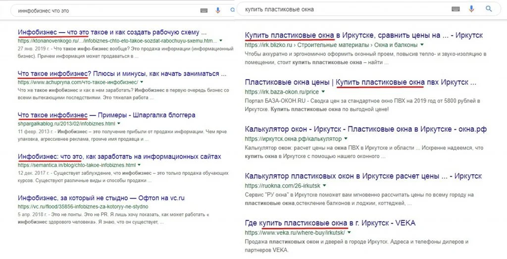 SEO копирайтинг ключи в точном вхождении